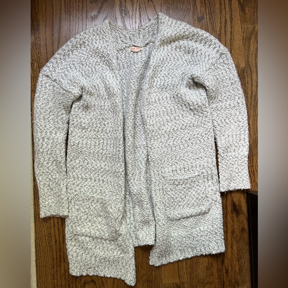 Warm grey & white cardigan